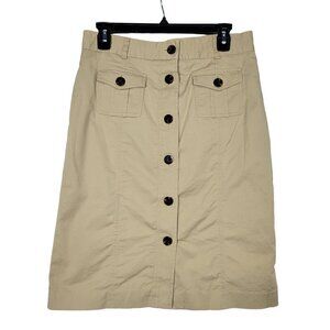 Talbots Women's Midi Length (Below Knee) Light Khaki Button Front Skirt Size 10P